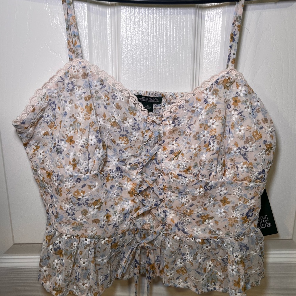 Floral Lace Trim Women's Top